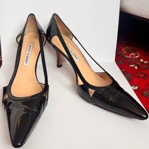 Manolo Blahnik Black Patent D’Orsay Pumps | 3” Heel | US 10 (EU 40.5)